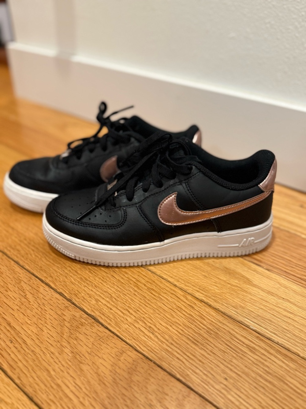 Nike Black Sneakers with Rose Metallic Swoosh